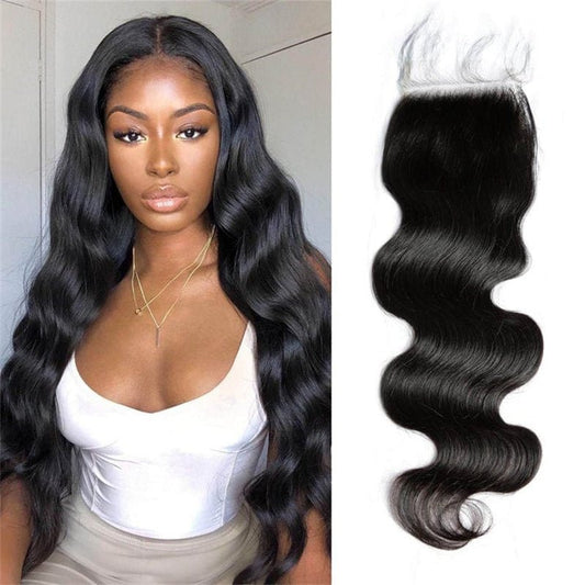 Lemoda 4x4 HD Lace Closure Body Wave 100% Virgin Human Hair Pre Plucked with Baby Hair Natural Black - Lemoda Hair