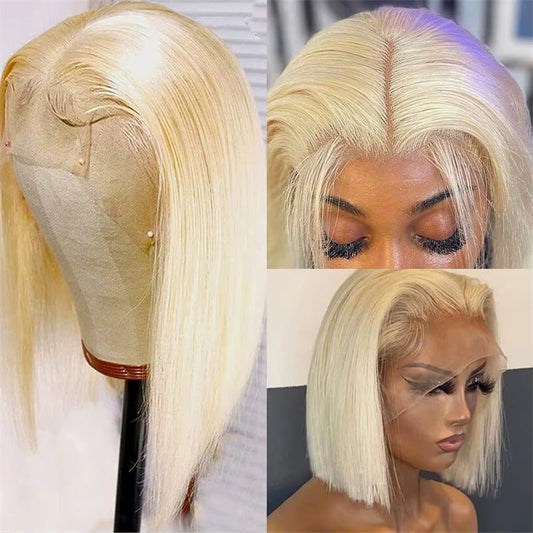 Lemoda 613 Blonde Short Bob Wigs Straight Hair 13x4 Lace Front Wigs Human Hair for Black Women - Lemoda Hair