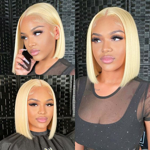 Lemoda 613 Blonde Straight Short Bob Wigs 13x4 Lace Front Wigs Human Hair for Black Women - Lemoda Hair