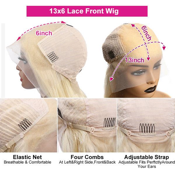 Lemoda 613 Blonde Transparent Lace 13x6 Lace Front Wig Straight Hair With Pre - plucked Natural Hairline - Lemoda Hair