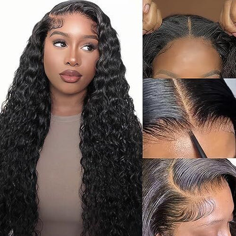 Lemoda 7x5 Glueless Wig Human Hair Wear&go Golden Ratio Lace Size Pre-bleached Knots Deep Wave Wigs for Black Women