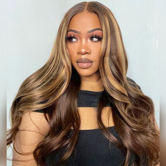 Lemoda Black Girl Honey Brown p4/27 Highlights 13x6 Lace Frontal Wig 180% Hair Density - Lemoda Hair