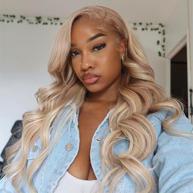 Lemoda Blonde Wig with Brown Highlights 180% Hair Density 13x6 Lace Frontal Body Wave Wig Highly Recomend - Lemoda Hair