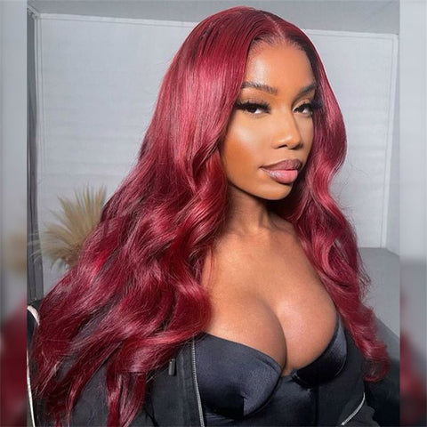 Lemoda Burgundy 6x6 Lace Closure Wigs 99J Body Wave Ready To Wear Wig Colored Human Hair Wig - Lemoda Hair