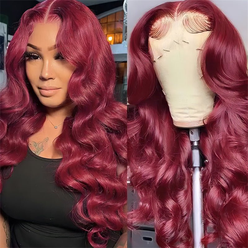 Lemoda Burgundy 6x6 Lace Closure Wigs 99J Body Wave Ready To Wear Wig Colored Human Hair Wig - Lemoda Hair