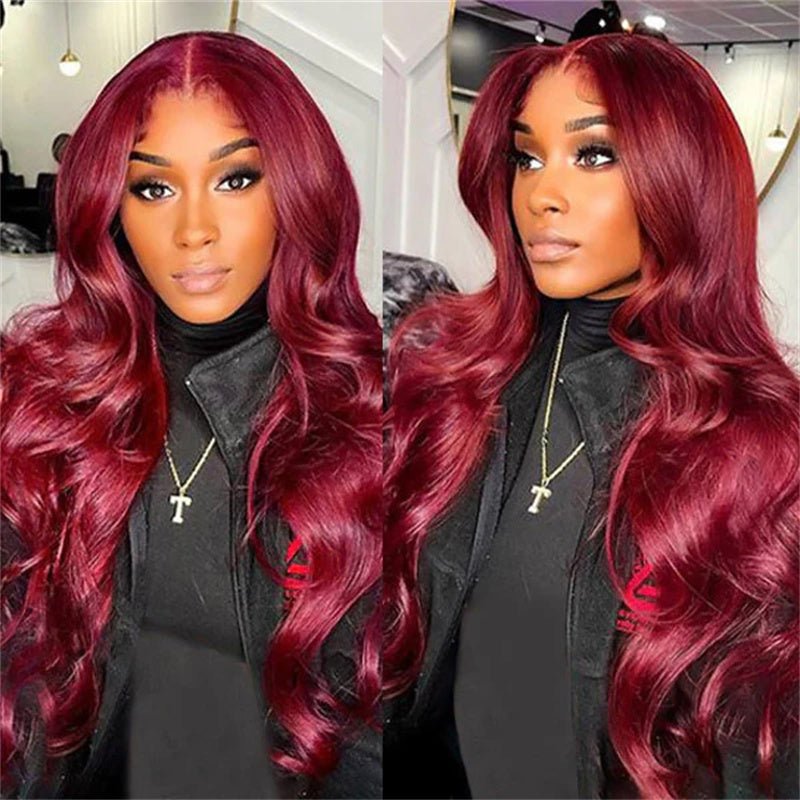 Lemoda Burgundy 6x6 Lace Closure Wigs 99J Body Wave Ready To Wear Wig Colored Human Hair Wig - Lemoda Hair