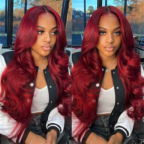 Lemoda Burgundy 6x6 Lace Closure Wigs 99J Body Wave Ready To Wear Wig Colored Human Hair Wig - Lemoda Hair