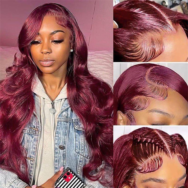 Lemoda Burgundy 6x6 Lace Closure Wigs 99J Body Wave Ready To Wear Wig Colored Human Hair Wig - Lemoda Hair