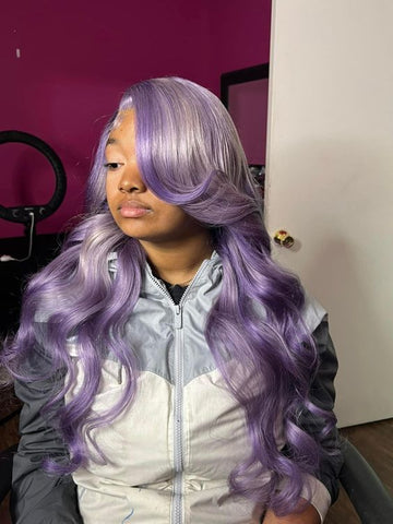 Lemoda Colored Wig Purple Hair 13x6 Lace Frontal Wig New Design Transparent HD Lace - Lemoda Hair