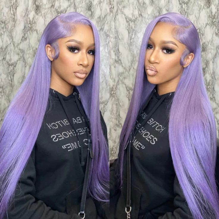 Lemoda Purple Colored Wig Straight Hair 13x6 HD Transparent Lace Front Human Hair Wigs Body Wave Lace Frontal Wig