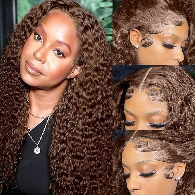 Lemoda Dark Brown Curly Wig 13x6 Transparent Lace Front Human Hair Wigs - Lemoda Hair