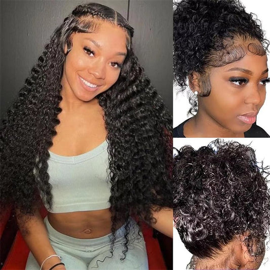 Lemoda Deep Wave Invisi - Drawstring Snug Fit 360 Lace Frontal Wigs HD Transparent Glueless Human Hair Wigs for Women - Lemoda Hair