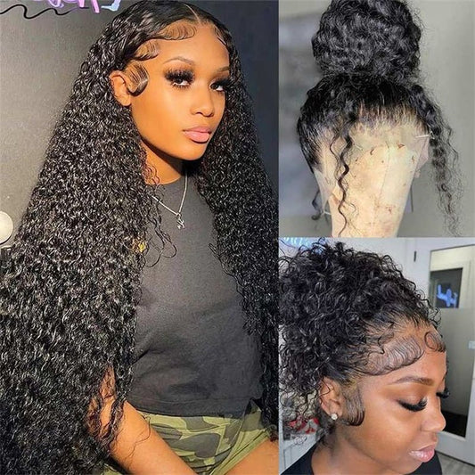 Lemoda Kinky Curly Invisi - Drawstring Snug Fit 360 Lace Wigs HD Transparent Full Frontal Human Hair Wigs - Lemoda Hair