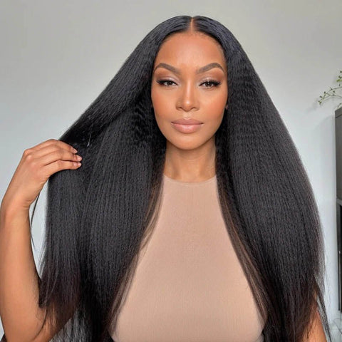 Lemoda Kinky Straight 3 Bundles with 13x4 Lace Frontal Transparent human hair - Lemoda Hair