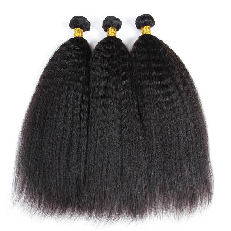 Lemoda Kinky Straight 3 Bundles with 13x4 Lace Frontal Transparent human hair - Lemoda Hair