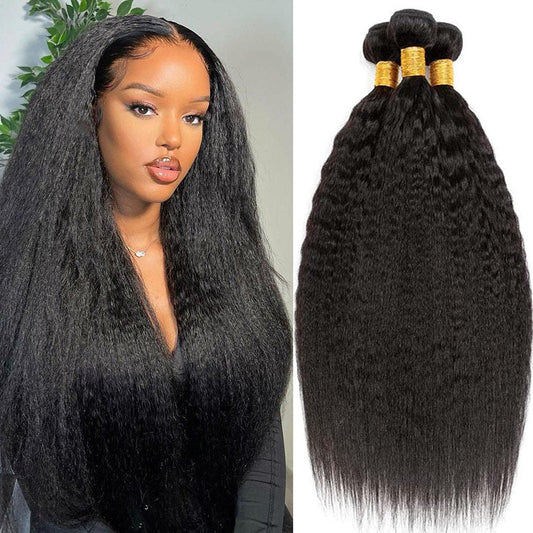 Lemoda Kinky Straight 3 Bundles With 4x4 Lace Closure 100% Virgin Human Hair - Lemoda Hair