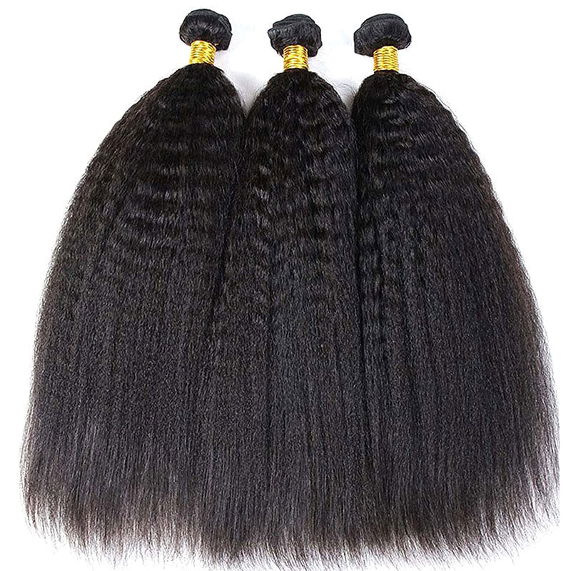 Lemoda Kinky Straight 3 Bundles With 4x4 Lace Closure 100% Virgin Human Hair - Lemoda Hair