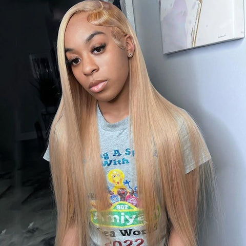 Lemoda Light Flaxen Brown Cozy Blonde Straight Wigs 13x6 Lace Frontal Wig for Black Girl - Lemoda Hair