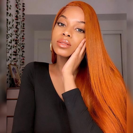 Lemoda Malaysian Virgin Hair Straight Ginger Orange 13x4 Lace Frontal Wig Human Hair - Lemoda Hair