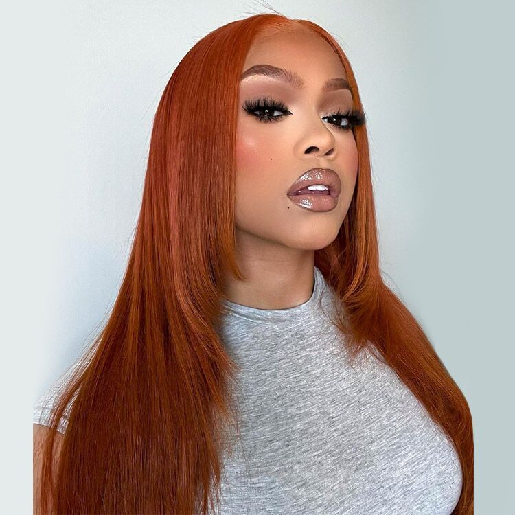 Lemoda Malaysian Virgin Hair Straight Ginger Orange 13x4 Lace Frontal Wig Human Hair - Lemoda Hair