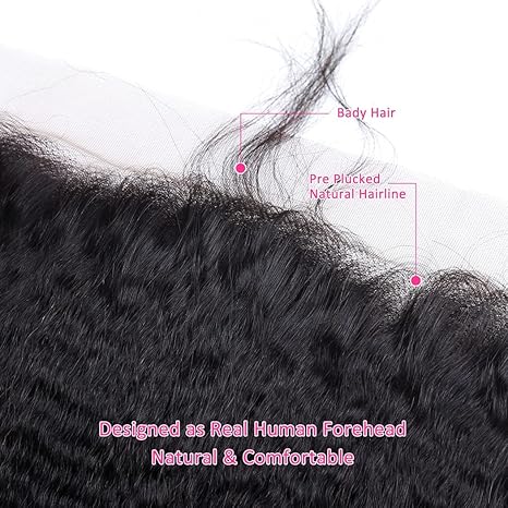 Lemoda Natural Black 13x6 HD Transparent Lace Frontal Pre - plucked Kinky Straight - Lemoda Hair