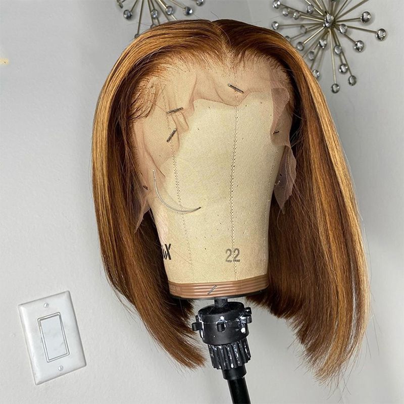 Lemoda Ombre Brown 4/27 Human Hair Wigs Bob Straight 13x4 Lace Front Wig Human Hair - Lemoda Hair