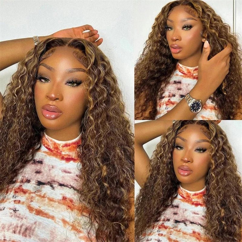 Lemoda P4/27 Highlight 13x4 Water Wave Lace Frontal Wigs Pre Plucked With Baby Hair 180% Density - Lemoda Hair