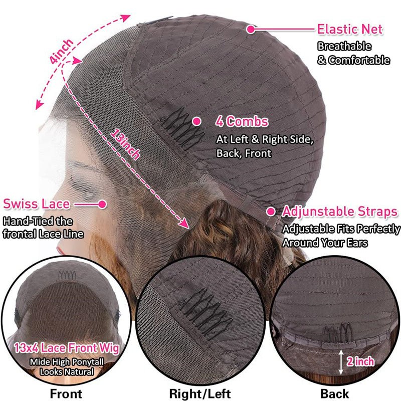 Lemoda P4/27 Highlight 13x4 Water Wave Lace Frontal Wigs Pre Plucked With Baby Hair 180% Density - Lemoda Hair