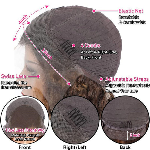 Lemoda P4/27 Highlight 13x4 Water Wave Lace Frontal Wigs Pre Plucked With Baby Hair 180% Density - Lemoda Hair