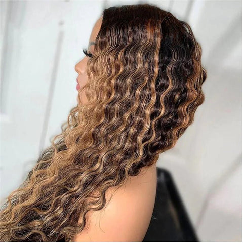 Lemoda P4/27 Highlight 13x4 Water Wave Lace Frontal Wigs Pre Plucked With Baby Hair 180% Density - Lemoda Hair