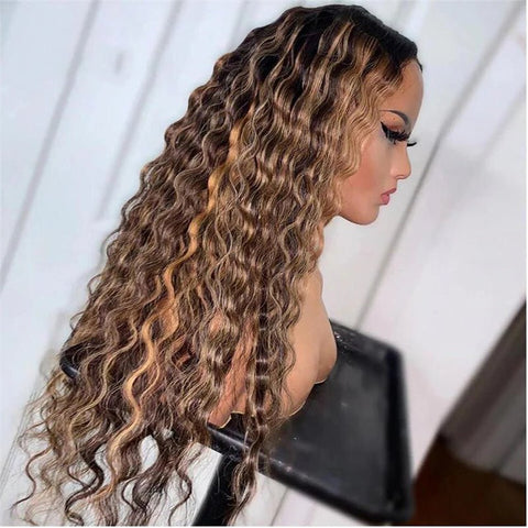 Lemoda P4/27 Highlight 13x4 Water Wave Lace Frontal Wigs Pre Plucked With Baby Hair 180% Density - Lemoda Hair