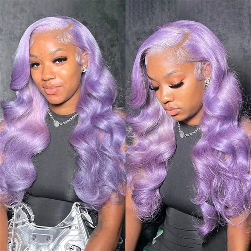 Lemoda Purple Colored Wig Straight Hair 13x6 HD Transparent Lace Front Human Hair Wigs Body Wave Lace Frontal Wig - Lemoda Hair