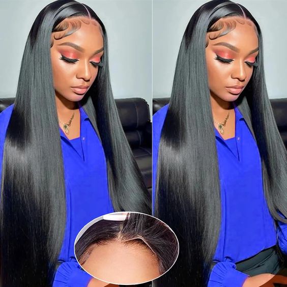 Lemoda Silky Straight 5x5 Gluess wigs Pre-Bleached Knots Transparent Lace Closure Human Hair Wigs for Black Women