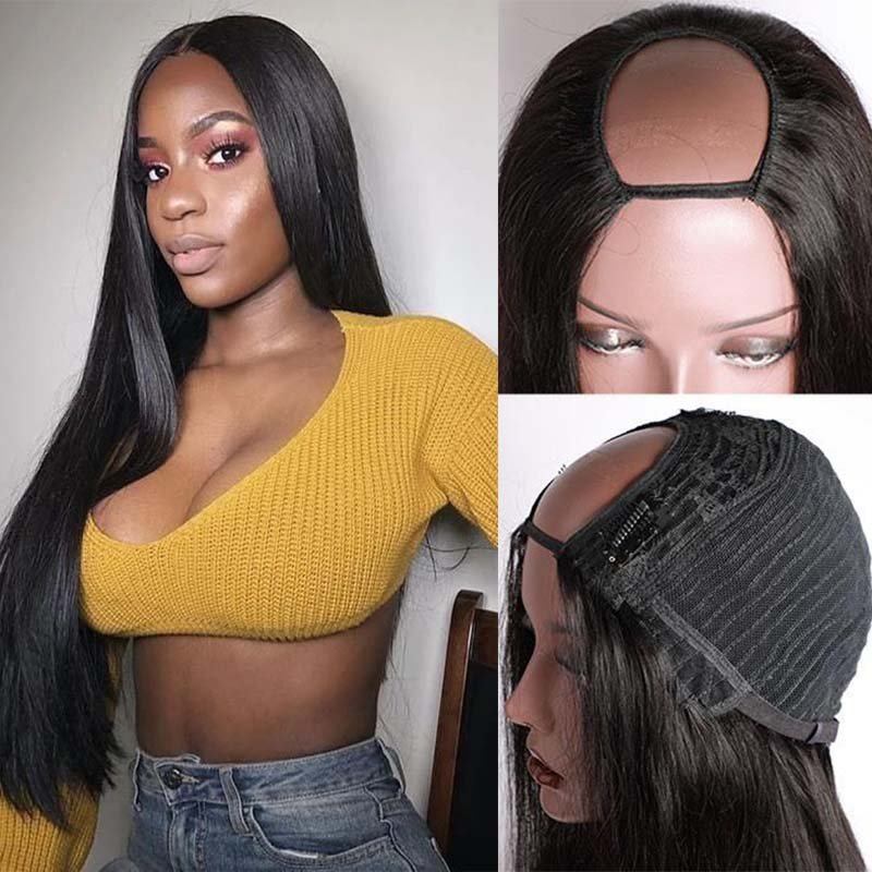 Lemoda Straight U part Wig Human Hair Wigs For Black Women Lemoda Brazilian Straight Hair Wig Can be permed and Dye