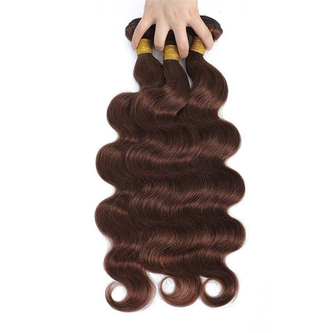 Light Brown Body Wave Brazilian Virgin Hair 3 Bundles with 4x4 Lace Closure with Baby Hair - Lemoda Hair