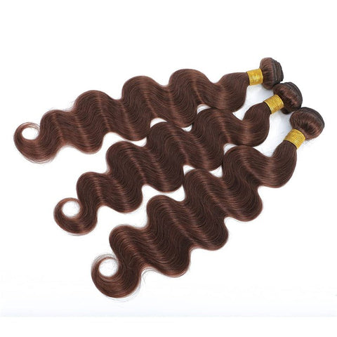 Light Brown Body Wave Brazilian Virgin Hair 3 Bundles with 4x4 Lace Closure with Baby Hair - Lemoda Hair