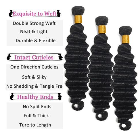 Loose Deep Wave Bundles Brazilian Hair 3 Bundles with 4x4 Lace Closure - Lemoda Hair