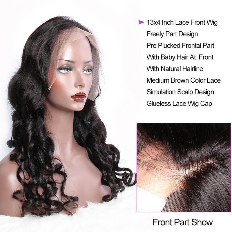 Loose Wave 13X4 Transparent Lace Front Wigs Indian Remy Human Hair Lace Wigs 180% Density - Lemoda Hair