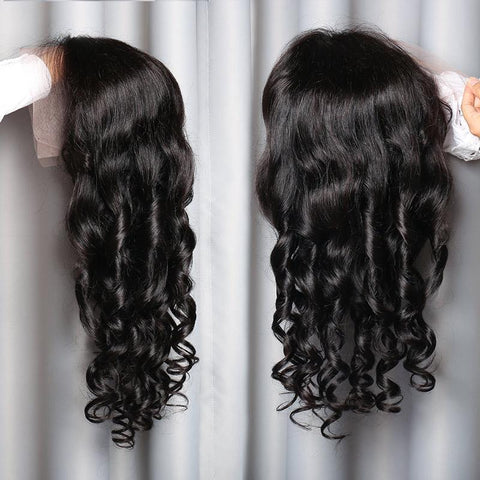 Loose Wave 13X4 Transparent Lace Front Wigs Indian Remy Human Hair Lace Wigs 180% Density - Lemoda Hair