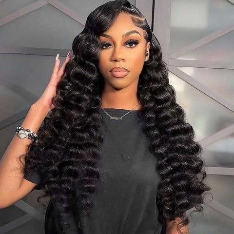 Virgin Human Hair Loose Deep Wave Wig 13x6 Lace Frontal Transparent Melt Lace Wig 12A