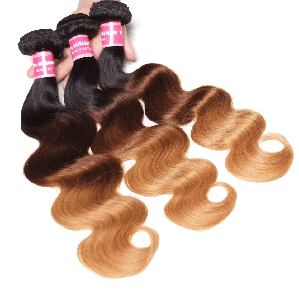 Ombre 1b/4/27 Body Wave 3 Bundles with 4x4 lace Closure Human Hair - Lemoda Hair