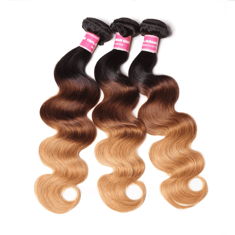 Ombre 1b/4/27 Body Wave 3 Bundles with 4x4 lace Closure Human Hair - Lemoda Hair