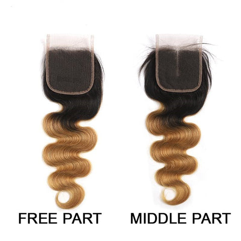 Ombre Closure Pre Plucked 4x4 Closure 1b/27 Body Wave 100% Virgin Human Hair - Lemoda Hair