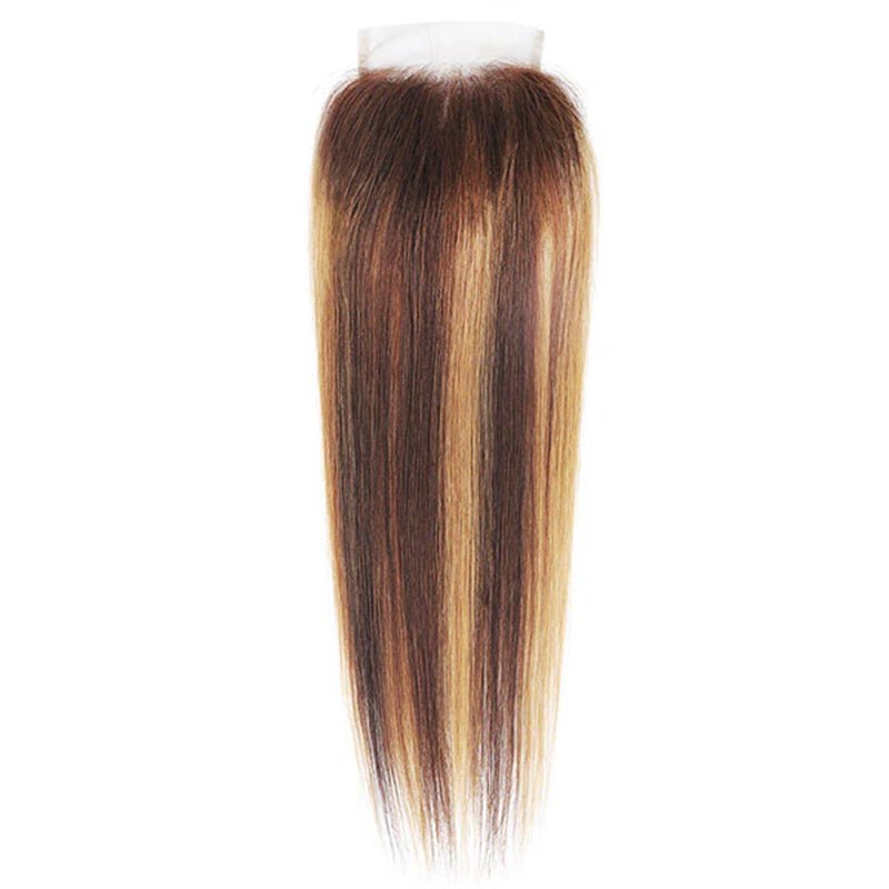 Ombre Highlights Straight Hair 3 Bundles With 4*4 Lace Closure Honey Blonde Human Hair - Lemoda Hair