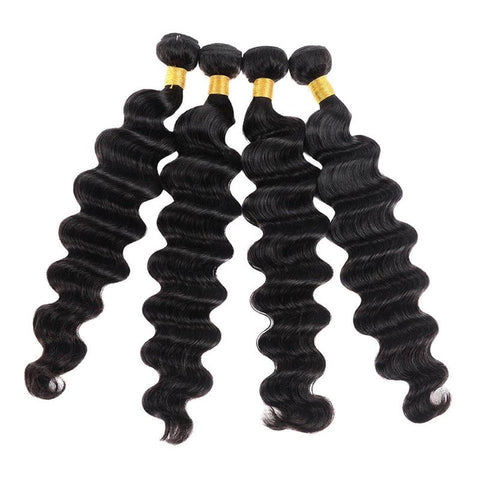 Peruvian Human Hair Virgin Loose Deep Wave 4 Bundles With 4x4 Lace Closure - Lemoda Hair