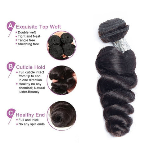 Peruvian Loose Wave 4 Bundles/pack Virgin Hair Extension - Lemoda Hair