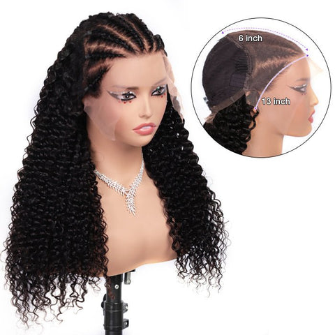 Pre Braided Curly Wig 13x6 Full HD Lace Frontal Wigs With Pre Bleached Knots - Lemoda Hair