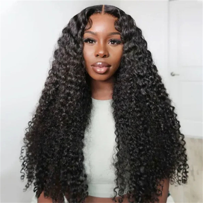 Curly Human Hair Transparent Lace Front Wig 6×6 Closure Wig 