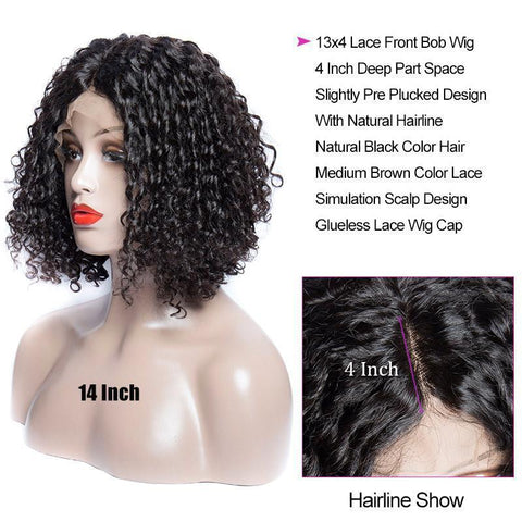 Short Bob Wigs Jerry Curly Human Hair Lace Front Wigs 180% Density Curly Wig - Lemoda Hair