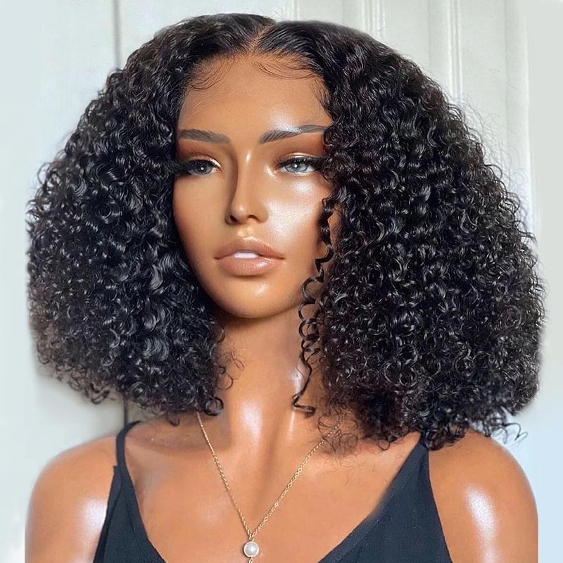 Short Bob Wigs Jerry Curly Human Hair Lace Front Wigs 180% Density Curly Wig - Lemoda Hair